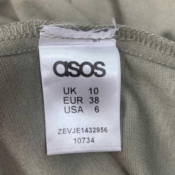 ASOS One Long Sleeve Bodycon Cutout Beige Mini Dress Mobwife Party Size 6 - Picture 13 of 16